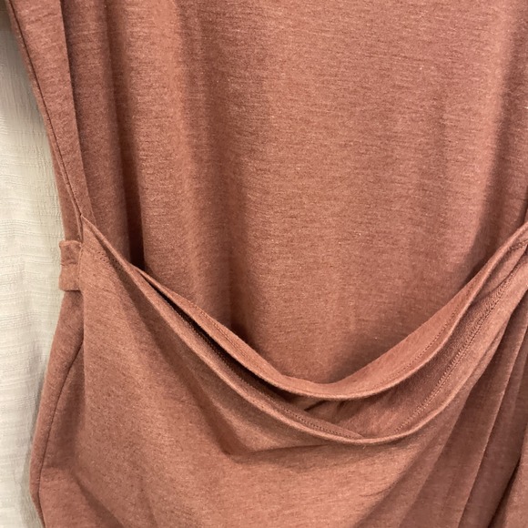 Mind Matter NWT Side Belted Wrap Dress Rose Gold Knee Length Short Sleeve Medium - Picture 7 of 16